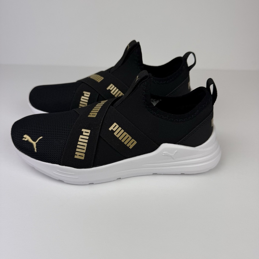 PUMA GIRLS BLACK SHOE WIRED RUN‎ SLIP ON SUMER JR 381 994-02 Size 2C - Picture 2 of 7